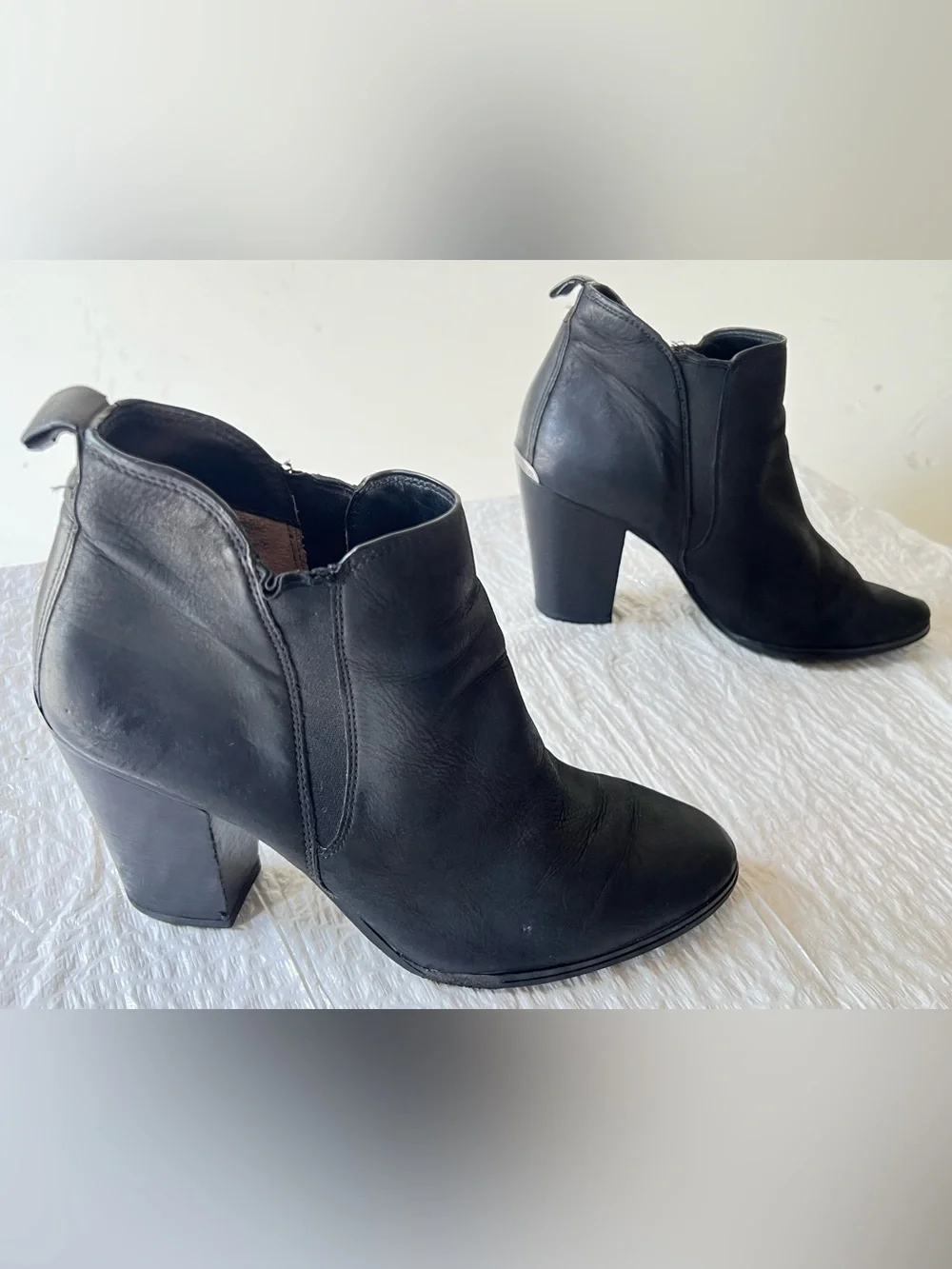 Michael Kors Black Leather Ankle Booties with Block Heel